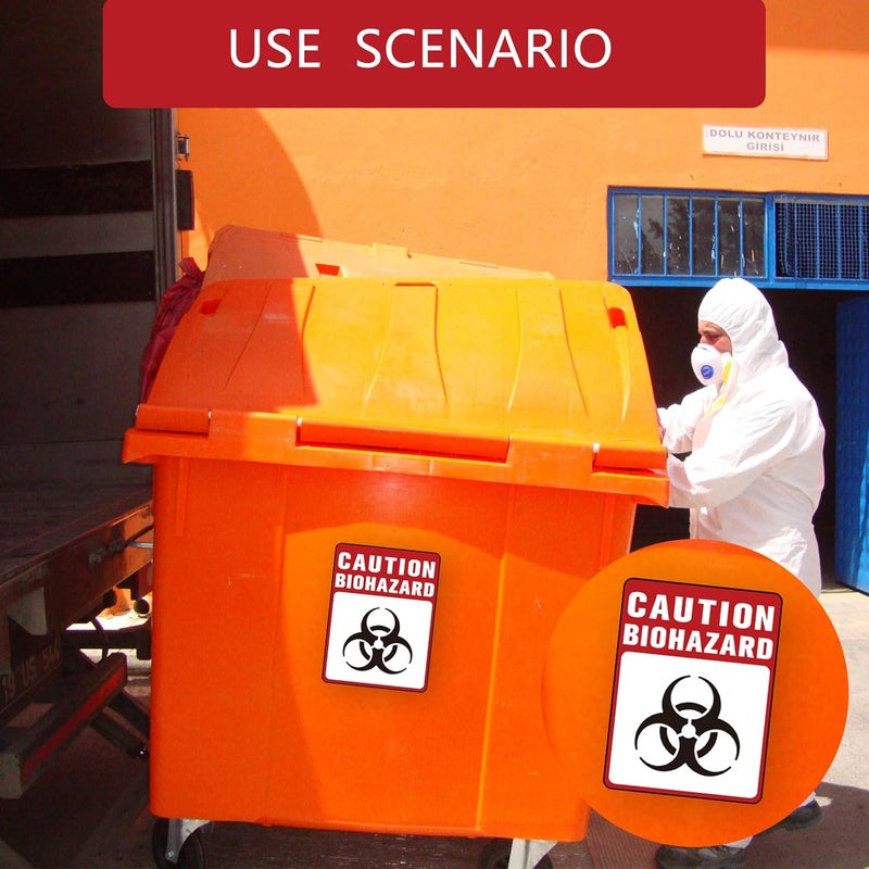 LUHIMO Biohazard Stickers Sign，Self-Adhesive Waterproof Durable Biohazard Warning Hazard Labels, Toxic Waste Sticker for Labs Hospitals and Industrial Use Universal Biohazard Symbol 5.1" x 3.9" - Image 5